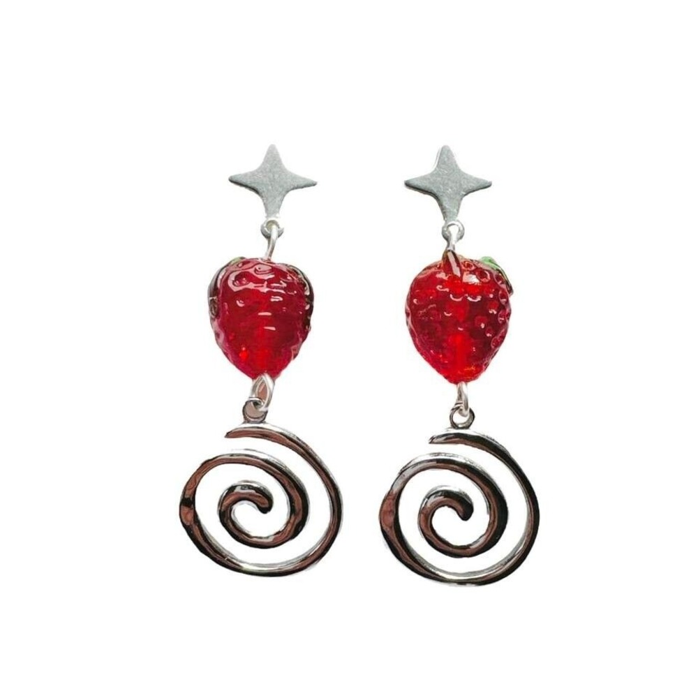 Handmade Strawberry Swirl‎ Earrings Stainless Steel Made in USA Hypoallergenic